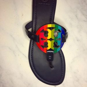 Tory Burch rainbow & navy